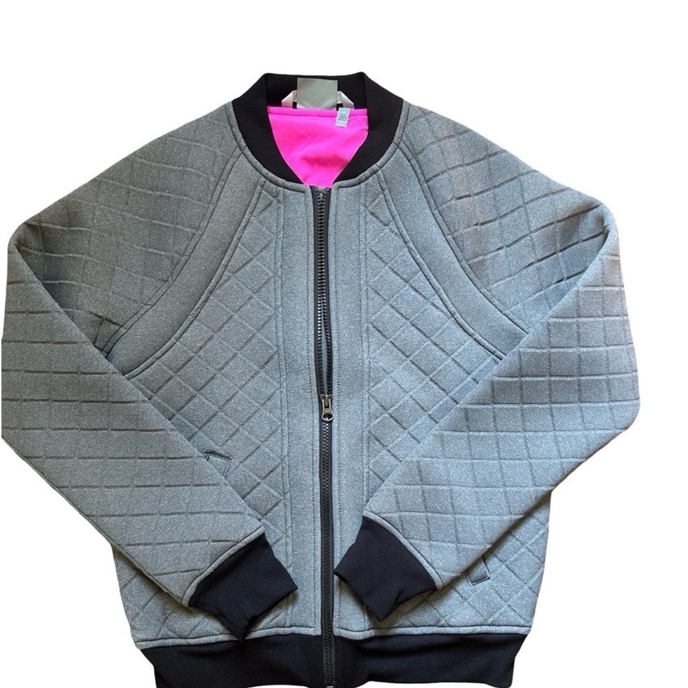 Athleta Quilted Bomber Jacket Women’s XS Gray Full Zip Preloved